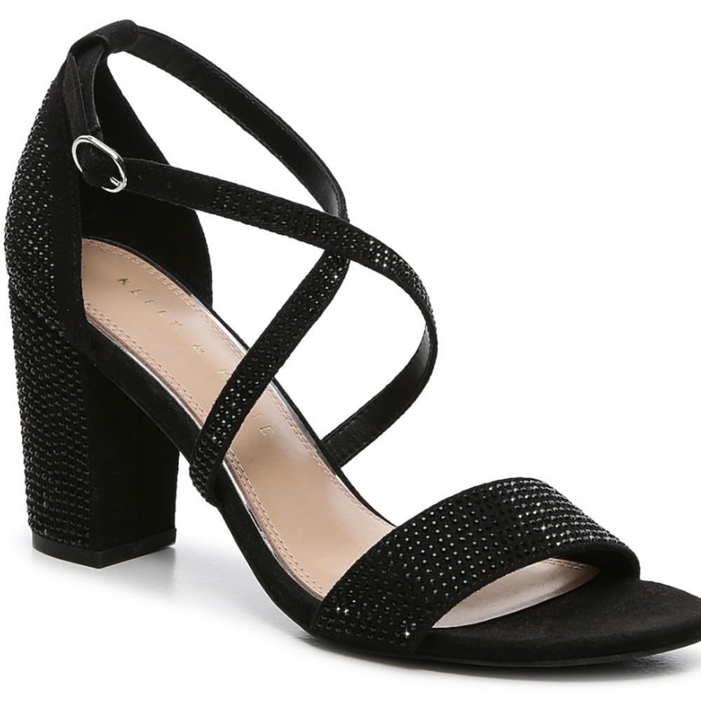 Kelly & Katie Black Paloona Sandal - Black Rhinestones, Sz 8 Women’s NWOB